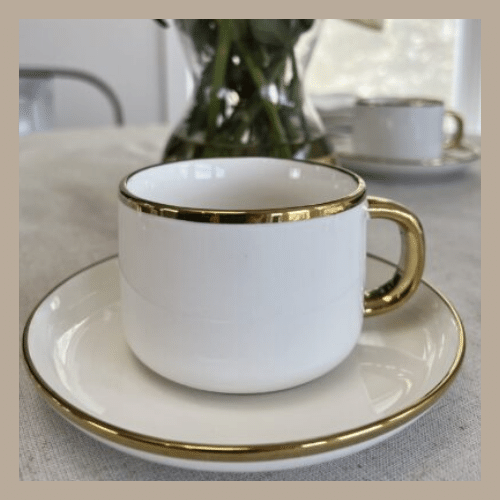 Gold-rimmed tea cup